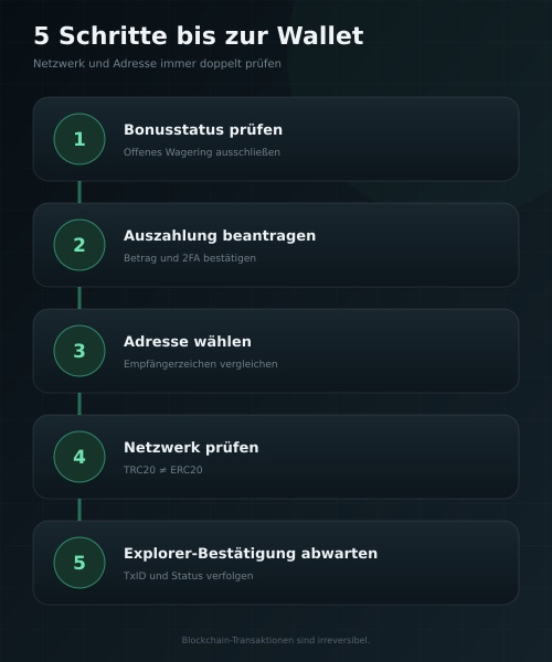 Krypto-Auszahlung Schritt für Schritt: 5 Schritte bis zur Wallet