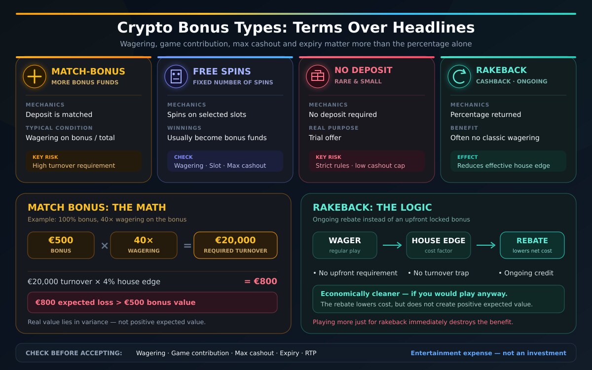 Crypto casino bonus types: welcome, rakeback and cashback