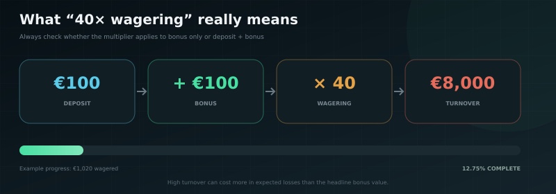 Wagering calculator: how the 40x requirement actually works