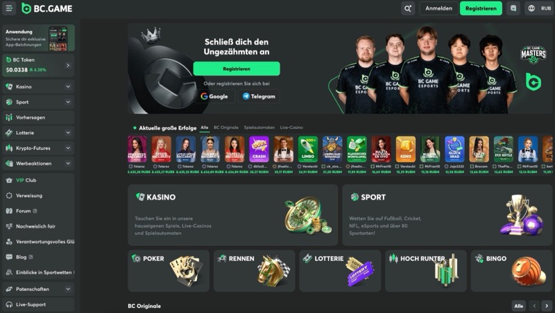 BC.Game — Vorschau BC.Game — Screenshot der offiziellen Website