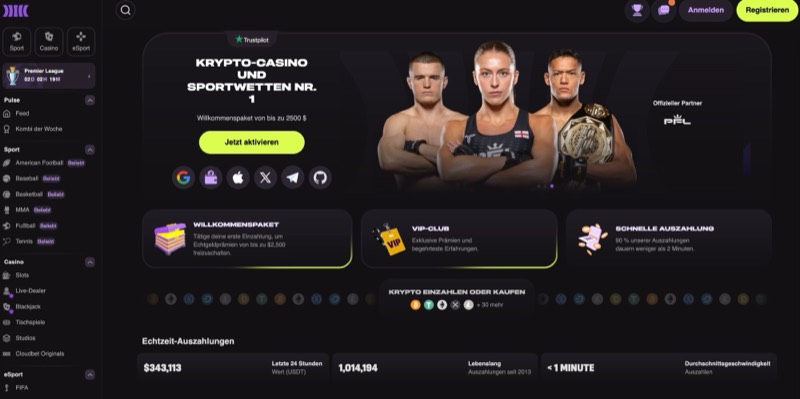 Cloudbet — Vorschau Cloudbet — Screenshot der offiziellen Website