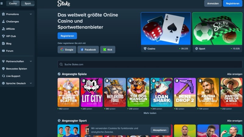Stake.com — Vorschau Stake.com — Screenshot der offiziellen Website