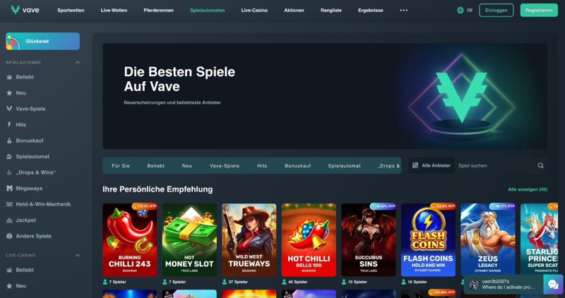 Vave — Vorschau Vave — Screenshot der offiziellen Website